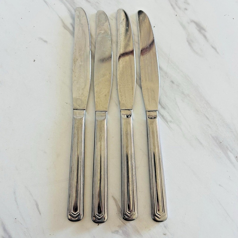Vintage MCM Cutlery Butter Knives Stainless Steel 8.5" Flatware Lot of 4